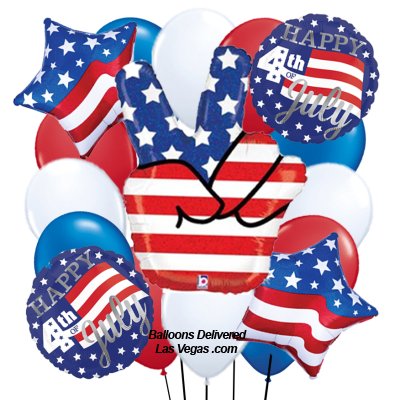 Patriotic Peace July 4th Balloon Bouquet