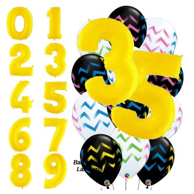 Yellow Any Two Numbers 17 Balloon Bouquet