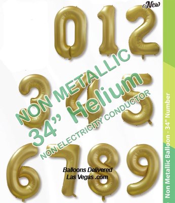 Gold Helium Filled Plastic 34 inch Number Balloons with Weights