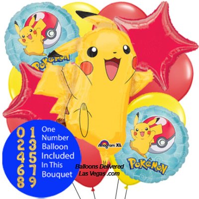 Pokemon Big Birthday 14 Balloon Bouquet