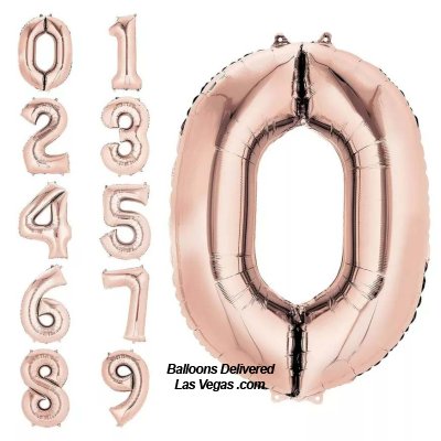 Rose Gold Helium Filled Foil 34 inch Number Balloons with Weights