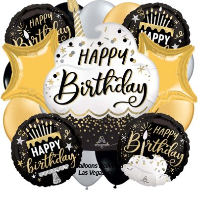 Satin Happy Birthday Cupcake 19 Balloon Bouquet