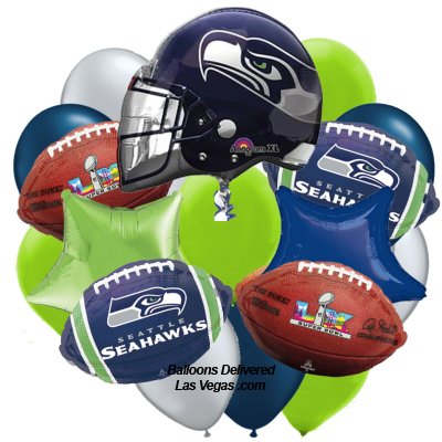 Seattle Sea Hawks 19 Balloon Super Bowl Bouquet