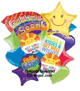 Get Well Shooting Star 13 Balloon Bouquet