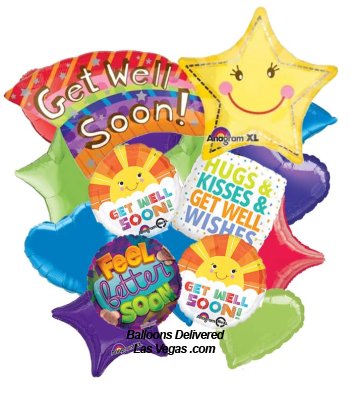 Get Well Shooting Star 13 Balloon Bouquet