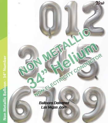 Silver Helium Filled Plastic 34 inch Number Balloons with Weights