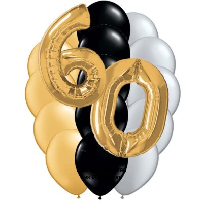 60th Birthday Gold Number 17 Balloon Bouquet