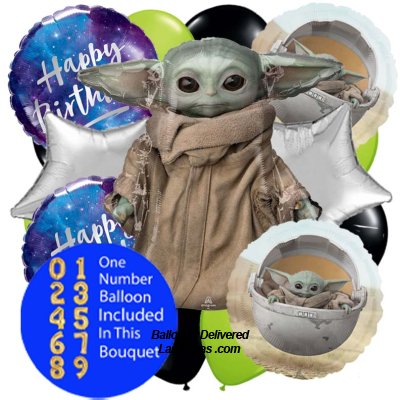 Star Wars Mandalorian Child 15 Balloon Bouquet