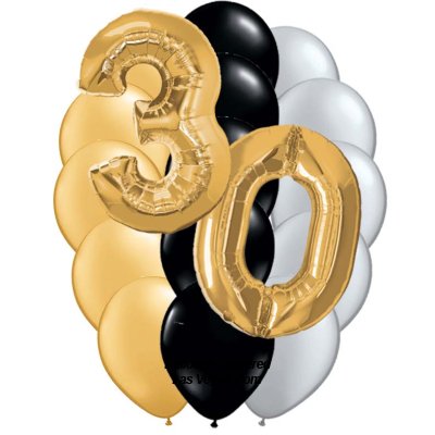 30th Birthday Gold Number 17 Balloon Bouquet