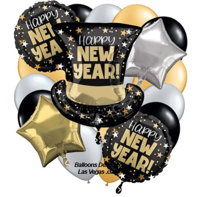 Top Hat Happy New Year's 17 Balloon Bouquet
