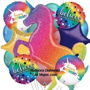 Rainbow Unicorn Birthday 19 Balloon Bouquet