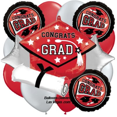 UNLV University Nevada Las Vegas Grad 16 Balloon Bouquet