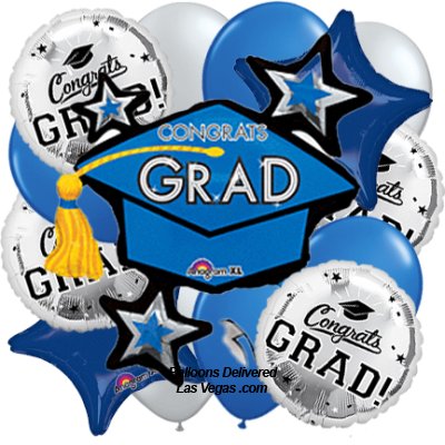 UNR University Nevada Reno Grad Balloon Bouquet