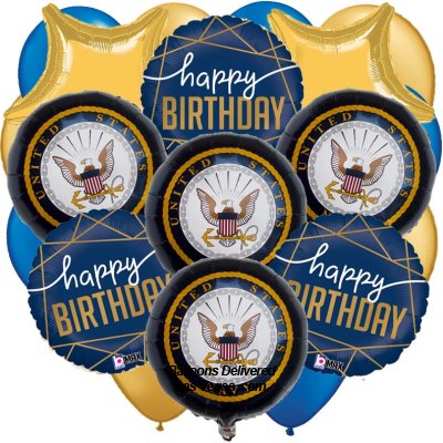 US NAVY Birthday 19 Balloon Bouquet