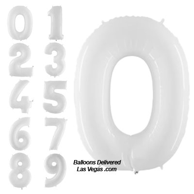 White Plastic 34 inch Helium Number Balloons with Weights